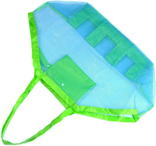 Miniatura 3 de JOYFISCO Bolsa de playa de malla, paquete de 2 juguetes de arena grandes, almacenamiento de conchas de mar, juguetes de playa, bolsa de mano