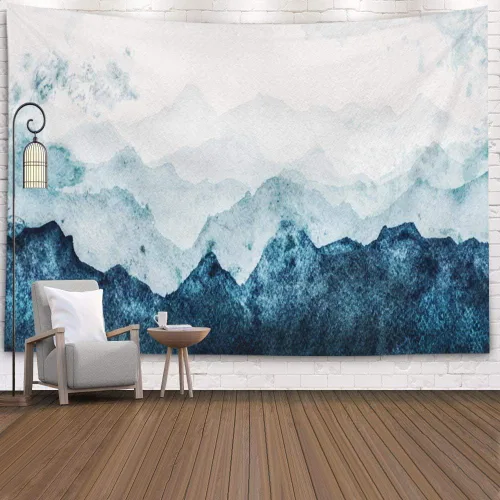 Miniatura 54 de EMMTEEY Tapiz de pared con bosque - Árbol de pino verde y niebla, arte de pared natural, 80x60 pulgadas, tapiz grande de estilo bohemio para sala