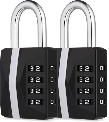 Miniatura 12 de ZHEGE - Candado pequeño para casillero de gimnasio, candado de combinación de 4 dígitos con etiqueta de nombre DIY, candado con teclado numérico