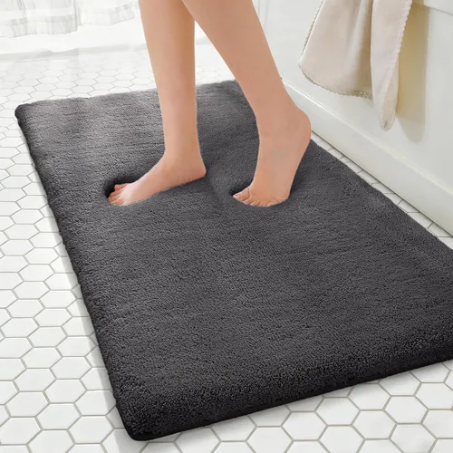 Miniatura 29 de MINIDEAR - Alfombras de baño 24x17 beige - Tapete de baño de espuma elástica gruesa, ultra suave y pachona, antideslizante, de secado rápido