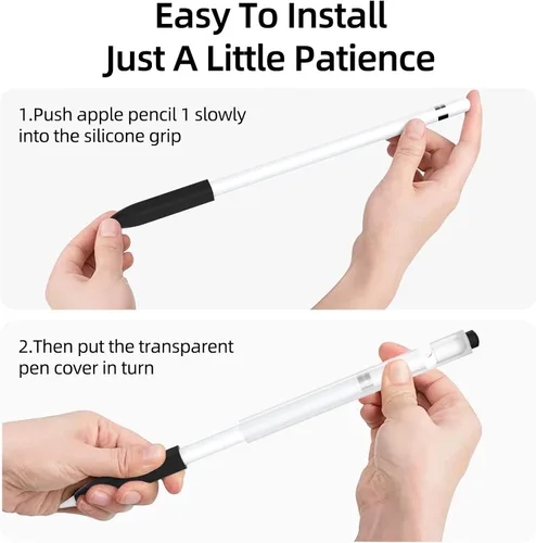 Miniatura 6 de Compatible con Apple Pencil de 1ª generación, funda de silicona antideslizante, [con 10 fundas de punta de silicona] para Apple Pencil de 1ª Negro