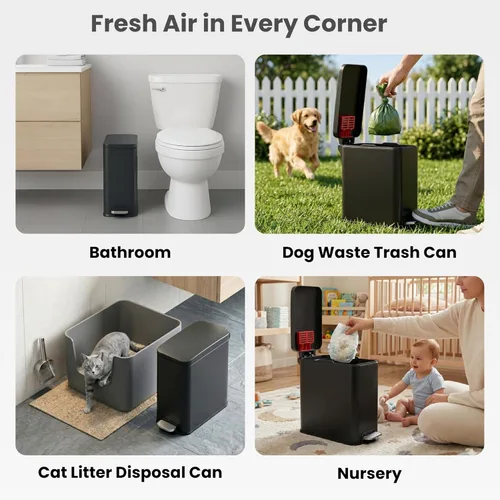 Miniatura 5 de iTouchless Cubo de basura para excrementos de perro de 3 galones/11 litros con tapa y filtro de olor AbsorbX, cubo de basura de acero inoxidable a
