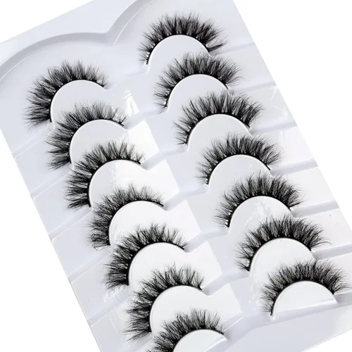 Miniatura 61 de Pooplunch - Pestañas postizas finas de visón sintético, estilo ojo de gato, naturales, cruzadas, tipo racimo, efecto 8D de volumen, tiras