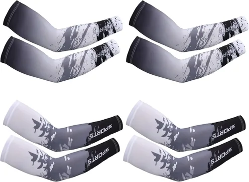Miniatura 14 de Newcotte 4 pares de mangas de protección solar UV para brazos, manga deportiva de enfriamiento antideslizante, calentadores de seda de hielo