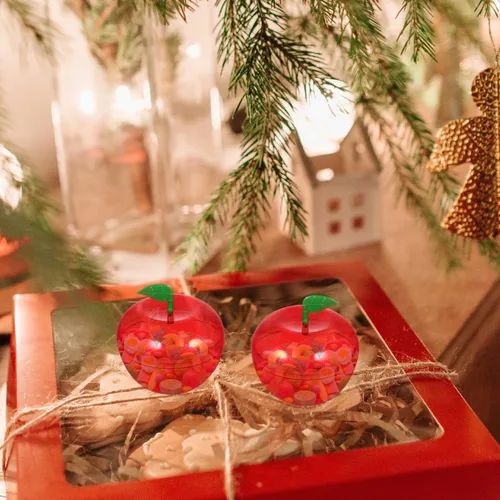 Miniatura 5 de ARTIBETTER Recipiente de regalo rojo, 8 unidades de manzanas de plástico, cajas de dulces, cajas de regalo, adornos decorativos rellenables