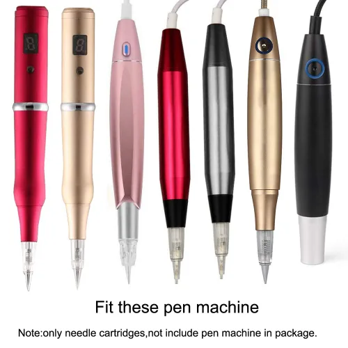 Miniatura 8 de Agujas de tatuaje tapas redondas para máquina de maquillaje permanente, juego de bolígrafos D1R/1R/3R/5R/5F/7F (tamaños mixtos, 50 piezas)