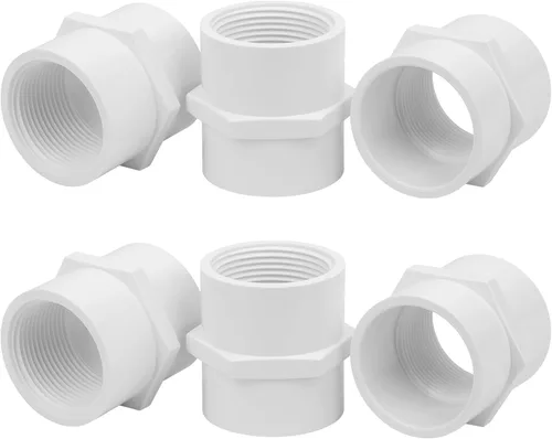 Miniatura 40 de Paquete de 10 Adaptadores Conectores de Acoplamiento de Tubería de PVC de Rosca Doble Hembra de 1 pulgada (F x F) SCH40 Acoplamiento de Tubería