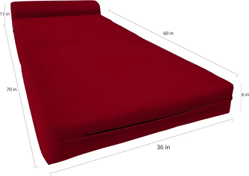Miniatura 4 de D&D Futon Furniture Cama plegable de espuma para silla de dormir, sofá cama portátil para invitados, 6 x 36 x 70 pulgadas, color rojo