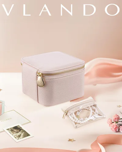 Miniatura 6 de Vlando Joyero pequeño de viaje, piel sintética, 6 bolsas de terciopelo con cremallera para mujeres y niñas, regalo del día de San Valentín