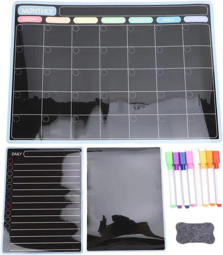 Miniatura 6 de 3 in 1 Magnetic Dry Erase Board Planner Set, with 8 Color Markers, Eraser, for Fridge