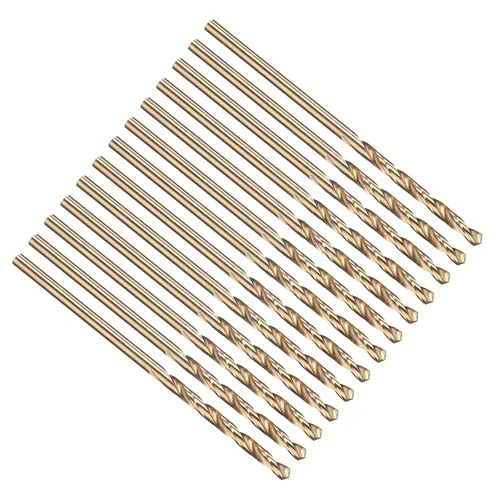 Miniatura 149 de PATIKIL Broca Jobber de 0.039 in, vástago recto M35 cobalto 5% acero de alta velocidad 135° acabado dorado para metal duro de acero inoxidable - 2