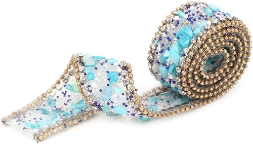 Miniatura 5 de Cinta autoadhesiva con diamantes de imitación de cristal, cadena de cuentas de 16.4 pulgadas para decoración de vestidos de boda, fiesta