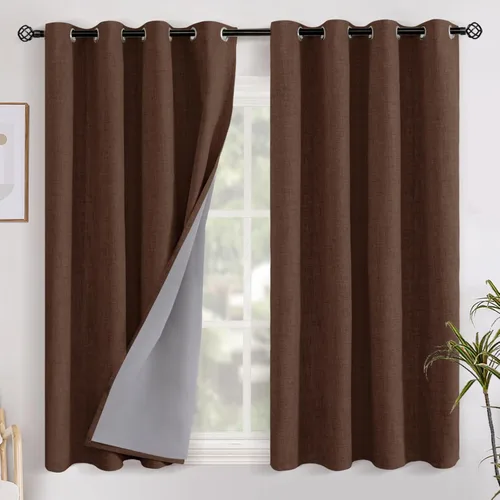 Miniatura 80 de YoungsTex - Cortinas opacas de lino para dormitorio, oscurecimiento de la habitación, cortinas con textura de lino, paneles con aislamiento térmico