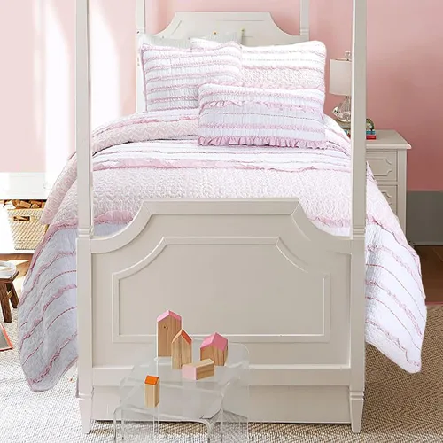 Miniatura 13 de Juego de ropa de cama de algodón de 6 piezas con estampado de corazones, mariposas y lunares, a rayas, rosa, morado, blanco, de algodón, con 3