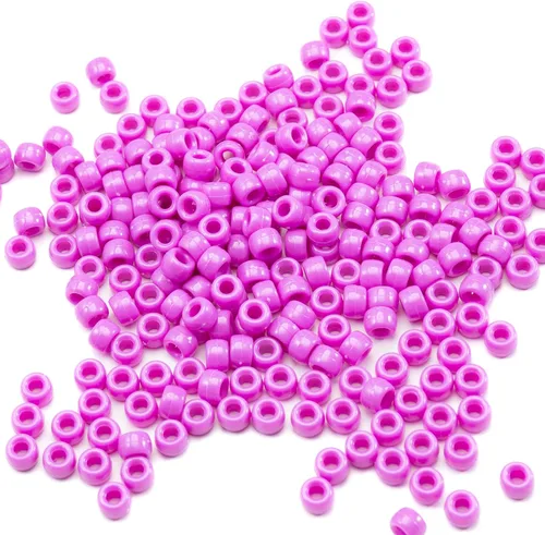 Miniatura 24 de 1000 piezas de cuentas de pony acrílicas de un solo color de 6 x 9 mm a granel para hacer joyas, aretes, trenzado de cabello Azul Oscuro