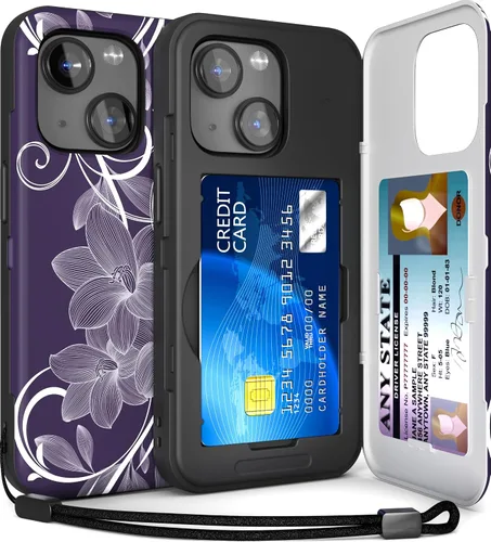 Miniatura 7 de TORU CX Slim - Funda tipo cartera para iPhone 15, funda protectora a prueba de golpes resistente con tarjetero oculto y ranura para tarjetas, espejo