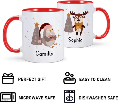 Miniatura 4 de Tazas de Navidad personalizadas, taza de café de Navidad personalizada con nombre inicial, taza de cacao caliente personalizada para niños, tazas