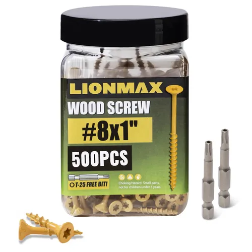 Miniatura 26 de LIONMAX Tornillos para madera de 1 pulgada, tornillos de cubierta #8 x 1, 1000 unidades, resistentes a la corrosión, revestimiento epoxi, tornillo