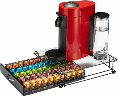 Cajón para cápsulas de café Nespresso Vertuo con vidrio para gabinete, estante de almacenamiento de cápsulas Vertuoline para mostrador (clase 50