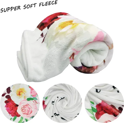 Miniatura 2 de Manta de hito mensual para bebé niña, manta floral para el mes del recién nacido, regalo personalizado para ducha, forro polar de felpa suave
