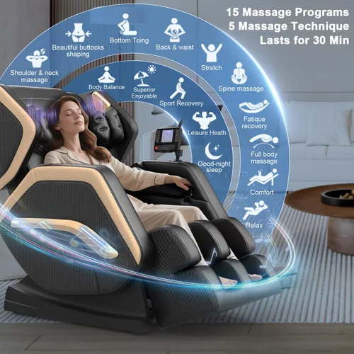 Miniatura 3 de Silla de masaje de cuerpo completo, silla de masaje de gravedad cero 2026 para fatiga de espalda con 10 rodillos fijos, calefacción, bolsas de aire
