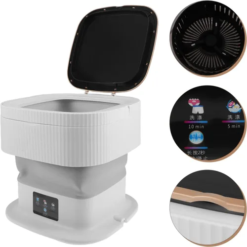 Miniatura 9 de Mini lavadora portátil compacta plegable con modos de secado giratorio para ropa, ropa interior, calcetines, limpieza eficiente silenciosa