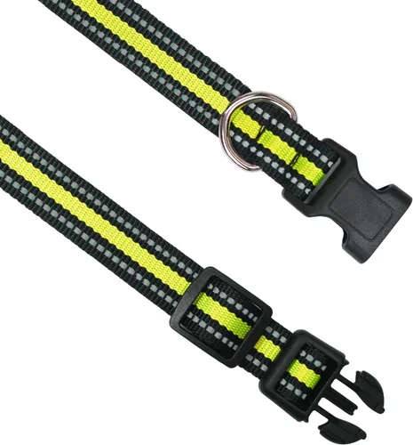 Miniatura 6 de PetJoy Paquete de 3 Collares para Perro - Hebilla de Liberación Rápida y Anillos en D - Multicolor Reflectante (R/A/V) - Ajustable de 8-27