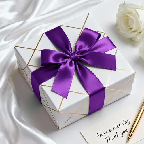 Miniatura 3 de Cinta de satén de 1-1/2 pulgadas x 100 yardas, cinta ancha de seda púrpura con carrete, ideal para envolver regalos, ramos florales, manualidades