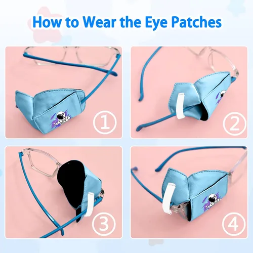 Miniatura 8 de Parches para ojos para niños, parche de seda reutilizable para ojos perezosos, parches ortopédicos de ambliopia para niños y niñas, cubierta