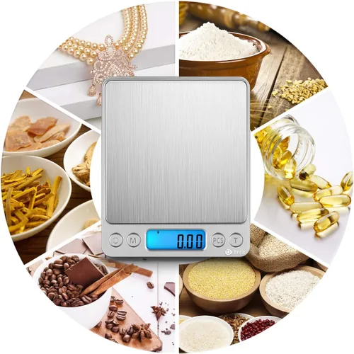 Miniatura 4 de AMIR - Báscula digital de cocina, báscula de joyería de bolsillo de 17.64 oz/0.00 oz, peso de calibración de 3.53 onzas, báscula de alimentos