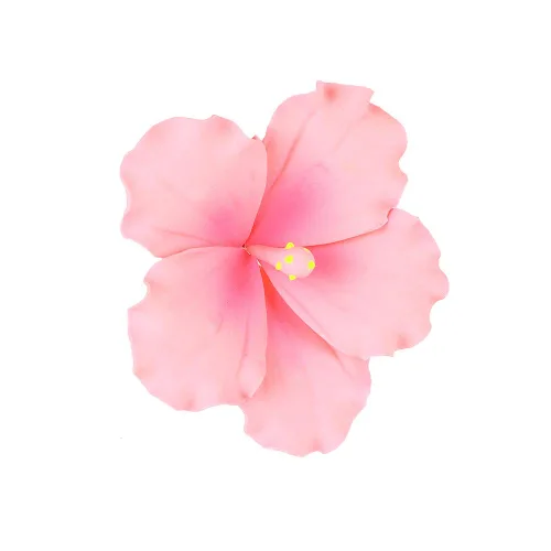 Miniatura 2 de O'Creme Gumpaste - Juego de 3 flores de hibisco rosadas, flores comestibles para decoración de pasteles, decoración de flores de pasta de azúcar