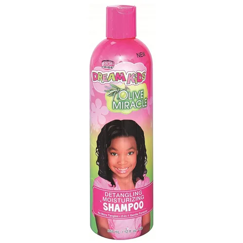 African Pride Dream Kids Olive Miracle DK Champú desenredante (paquete de 3) – desenreda y protege el cabello, contiene aceite de oliva para sellar