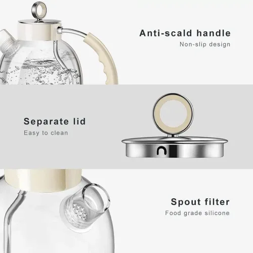 Miniatura 2 de ASCOT Hervidor eléctrico, caldera de té eléctrica de vidrio, regalos para hombres/mujeres/familia, calentador de té de vidrio de borosilicato de 1.5