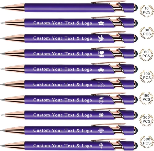 Miniatura 20 de Bolígrafos personalizados a granel, bolígrafos personalizados con nombre/logotipo en ambos lados, regalo de tinta negra, bolígrafo grabado con lápiz