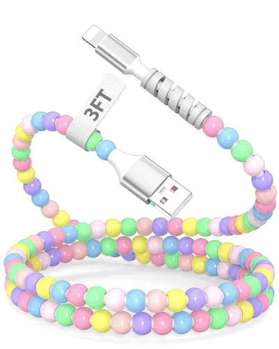 iMangoo Cable USB A de 3 pies para iPhone 14 13 12 11 Pro Max XR XS 8 7 6 6s Plus 5 4 4s SE para iPad corto lindo colorido cargador de teléfono con