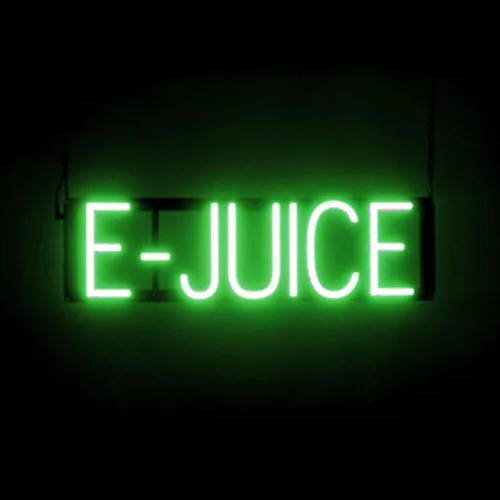 Miniatura 46 de SpellBrite Cartel E-JUICE Señalización de tienda de humo con aspecto de neón, luces LED azules 22.3 x 6.3 pulgadas