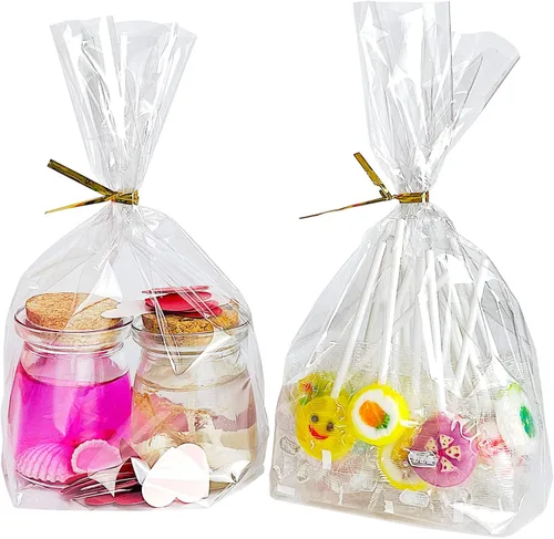 Miniatura 19 de PigPotParty Bolsas de celofán de 8 x 11 pulgadas, paquete de 100 bolsas de regalo de plástico transparente con refuerzo inferior para exhibición