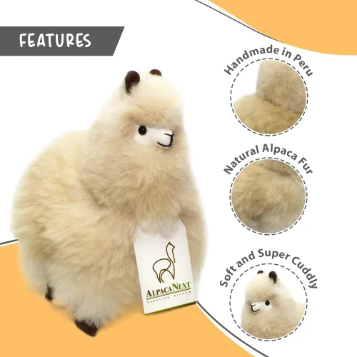 Miniatura 8 de Alpaca Animal de Peluche – 9 pulgadas. Linda Alpaca de Peluche Suave y Abrazable, Juguete de Alpaca de Peluche Hecho a Mano con Pelo Natural de Beige
