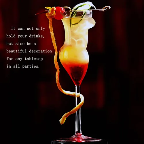 Miniatura 3 de 2 vasos de cristal transparente sexy Naked Miss con forma de cuerpo, vaso de cóctel transparente soplado a mano para cócteles, fiestas, decoración