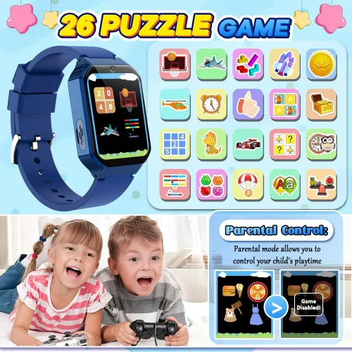 Miniatura 3 de Reloj inteligente para niños de 6 a 12 años, juguetes con 26 juegos, reproductor de música, pantalla táctil HD de 1.69 pulgadas, cámara de video