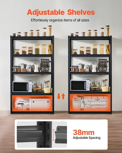 Miniatura 6 de VEVOR Estantes de almacenamiento, 2000 libras, estantería de almacenamiento de garaje de 5 niveles, 18 pulgadas de profundidad x 40 pulgadas