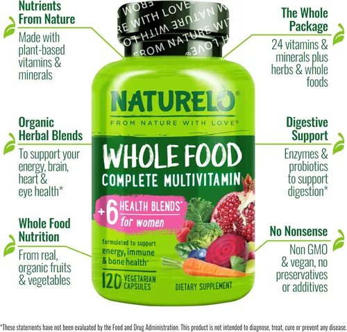 Miniatura 2 de NATURELO Multivitamínico de Alimentos Integrales para Mujeres - con Vitaminas, Minerales y Extractos Orgánicos - Suplemento para Energía y Salud