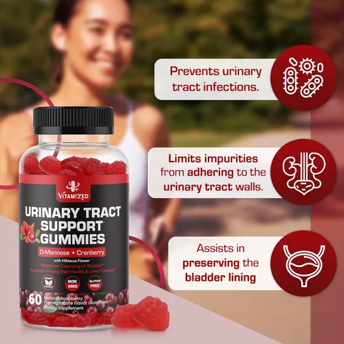 Miniatura 9 de Potentes gomitas de arándano con D manosa – Salud del tracto urinario para mujeres y hombres, suplementos de apoyo de acción rápida para el enjuague