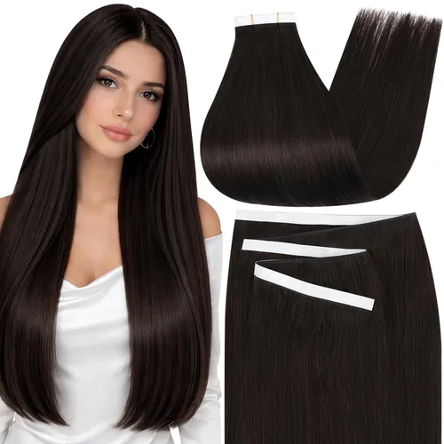 Miniatura 42 de Moresoo Extensiones de cabello humano real con cinta adhesiva, sin costuras, #1 negro azabache, 20 piezas, 1.76 oz (50 g), 24 pulgadas