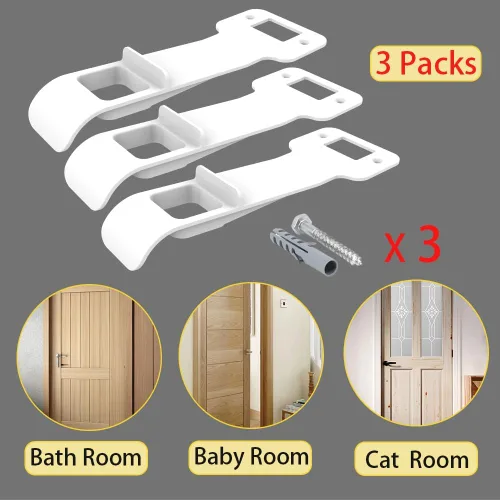 Miniatura 7 de Pestillo de puerta para gatos, (3 paquetes), cerradura de puerta a prueba de perros, accesorio de puerta para gatos, tapón de puerta para mascotas