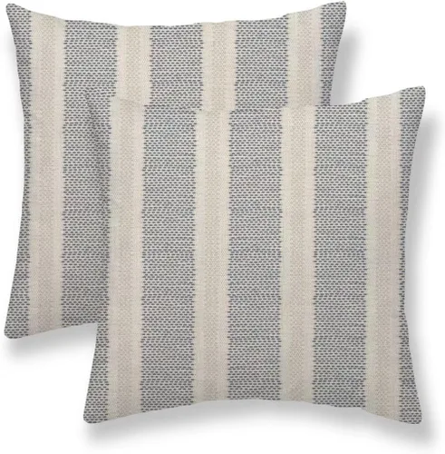 Miniatura 13 de Juego de 2 fundas de almohada con lunares negros de 16 x 16 pulgadas, fundas decorativas estilo bohemio con rayas para exteriores, fundas