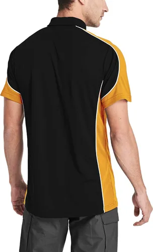 Miniatura 3 de MAGCOMSEN Polo de golf para hombre, manga corta, 3 botones, secado rápido, estilo casucal, piqué
