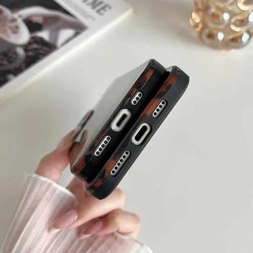 Miniatura 7 de Huahuacase Funda compatible con iPhone 11, diseño de caparazón de tortuga, retro, ámbar y marrón, estampado de guepardo leopardo, funda protectora