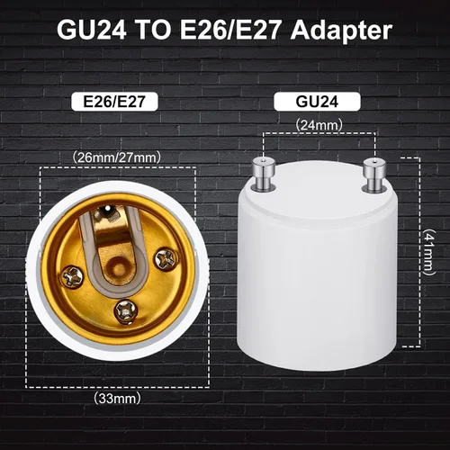 Miniatura 2 de Landhoow Paquete de 6 adaptadores Gu24 a E26 E27 para bombillas LED, resistentes al calor hasta 392 grados Fahrenheit, resistentes al fuego