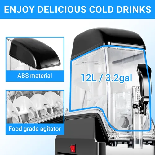 Miniatura 6 de LEEVOT Máquina comercial para granizados, máquina de bebidas congeladas de un solo tanque de acero inoxidable de 12L, máquina de granizado de alta